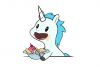 Unicorn eating an ice cream sundae