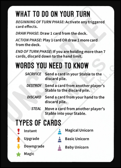 UU - Unstable Unicorns Rules Reference Card - Unstable Games Wiki