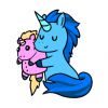 Shicala (Blue Unicorn with a Unicorn plushie)